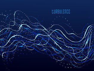 Dots particles flowing array vector abstract background, biology science theme design, dynamic elements in motion.