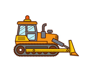 Bulldozer isolated on white background. Construction icon.