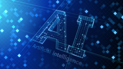 AI artificial intelligence digital network computer technology 3D illustration.