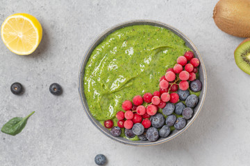 Detox smoothie Breakfast in a bowl. Healthy eating concept