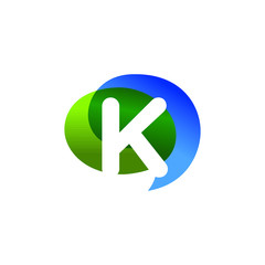 Initial Letter K with Colorful Bubble Speech