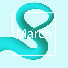 liquid 3d figure March 8, vector art illustration.