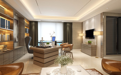 3d render of working office