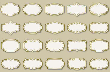 vector set of gold vintage frames and labels