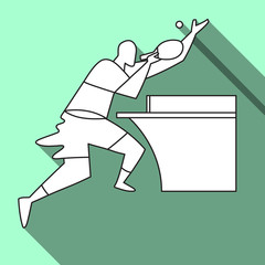 The Most Popula Sports, Table Tennis icon design. Vector Modern design on shadow, green background