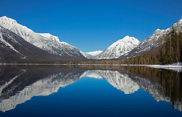 Fototapeta na wymiar Lake McDonald mountain reflection in Glacier National Park, Montana, USA
