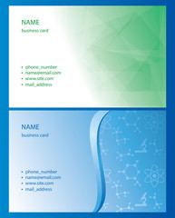 vector backgrounds with abstractions and science signs - green and blue business cards