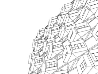 Fototapeta na wymiar house blocks concept 3d illustration