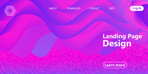 Fluid flow. Landing page. Liquid background.Vector
