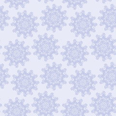 Pastel blue mandalas seamless vector pattern. Classic decorative unisex surface print design.