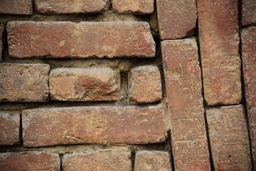 Texture of vintage red brick wall