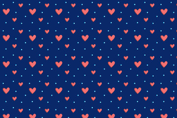 Dark background with hearts and snow. Substrate for romantic design.