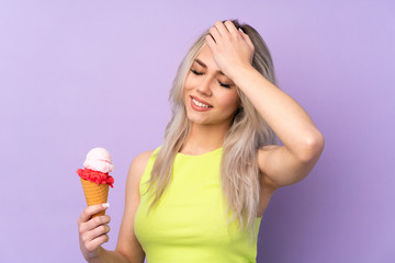 Teenager girl over isolated purple background has realized something and intending the solution