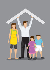 Man As Breadwinner for Family Cartoon Vector Illustration