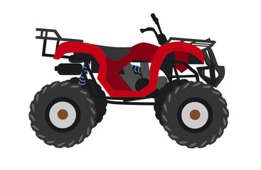 Illustration of red atv quad bike isolated on white background