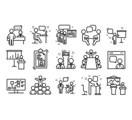 Business presentation line icons. 