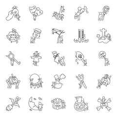 Halloween Accessories Doodle Icons Pack 