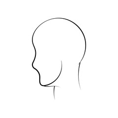 Hand drawn human head vector illustration. Abstract close up black and white line sketch.