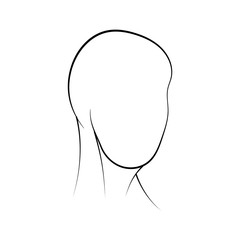 Hand drawn human head vector illustration. Abstract close up black and white line sketch.