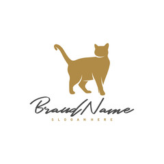 Cat logo vector design template, Silhouette Cat logo, Illustration