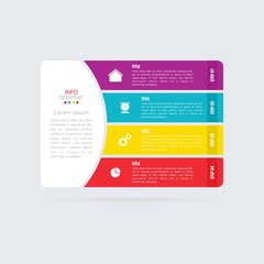 Business data visualization. Infographic element with icons and options or steps. Can be used for process, presentation, diagram, workflow layout, info graph, web design. Vector business template.