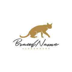 Cat logo vector design template, Silhouette Cat logo, Illustration