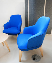 modern blue armchairs