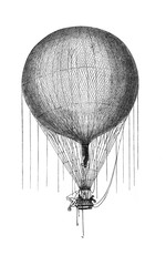 Antique hot air balloon / Antique engraved illustration from Brockhaus Konversations - Lexikon 1908 © Basicmoments