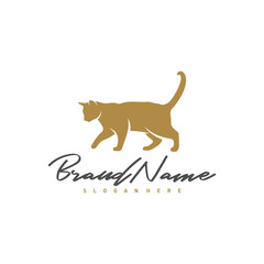 Cat logo vector design template, Silhouette Cat logo, Illustration