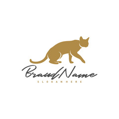 Cat logo vector design template, Silhouette Cat logo, Illustration