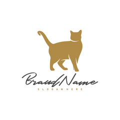 Cat logo vector design template, Silhouette Cat logo, Illustration