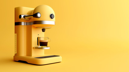 Coffee machine minimal style illustration isolated in studio. 3d render