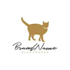 Cat logo vector design template, Silhouette Cat logo, Illustration