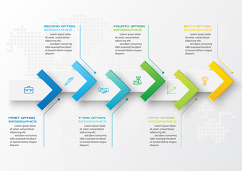 6 steps arrow timeline infographic element,Business concept,Vector illustration.