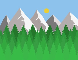 Landscape with mountains and trees - Adventure in the mountains
