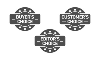 Set of three vector badges - editors choice, customers choice, buyers choice