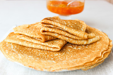 Classic pancakes with jam