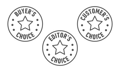 Set of three vector badges - editors choice, customers choice, buyers choice