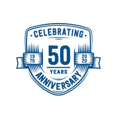 50 years anniversary celebration shield design template. 50th anniversary logo. Vector and illustration.