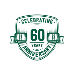 60 years anniversary celebration shield design template. 60th anniversary logo. Vector and illustration.