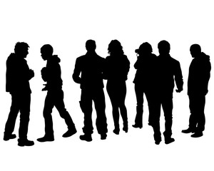 Fototapeta premium Big crowds people on street. Isolated silhouette on a white background