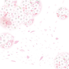 満開の桜と花吹雪のイラスト