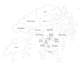 Hong kong map with name labels. Political map. Perfect for business concepts, backgrounds, backdrop, poster, sticker, banner, label and wallpaper.