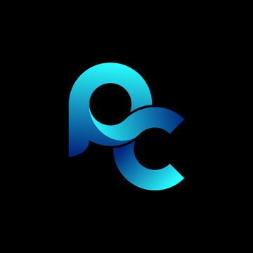 letter PC logo design vector