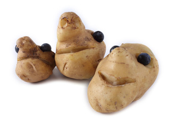 Funny potatoes in a shape of head