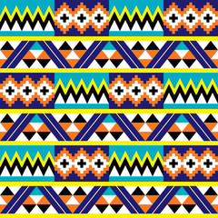 African Kente nwentoma cloth style geometric vector seamless pattern, tradional zigzag repetitive design with abstract shapes inspired by Ghana tribal fabrics or textiles 