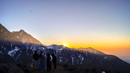 sunset in mountains