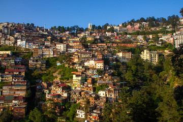 Fototapeta na wymiar Panoramic view of Shimla in the Himalayas of India
