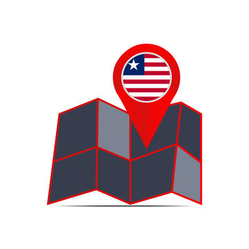 The map icon Liberia is isolated with country flags