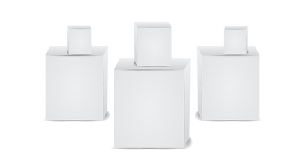 Realistic white empty cardboard package box template. Cardboard boxes with shadows for branding your products.